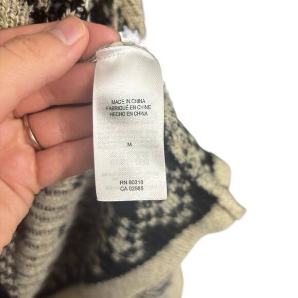 Lucky Brand Waterfall Cardigan Sweater Womens Medium Black Beige Aztec Knit - Picture 10 of 12